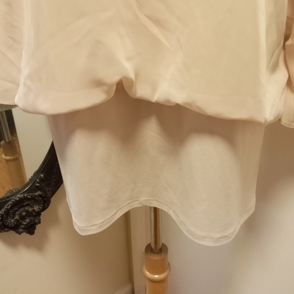 MSK Sheer Lined Beige Batwing Blouson Blouse SZ L  /B1 - Picture 2 of 7